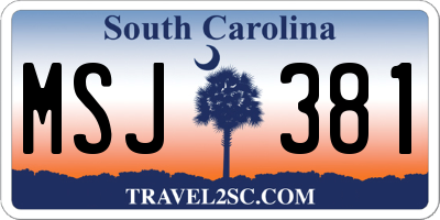 SC license plate MSJ381