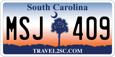 SC license plate MSJ409