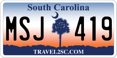 SC license plate MSJ419