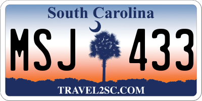 SC license plate MSJ433