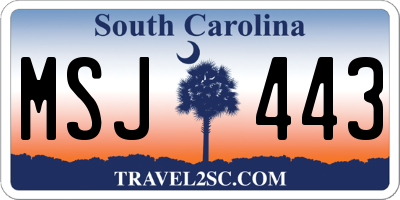 SC license plate MSJ443
