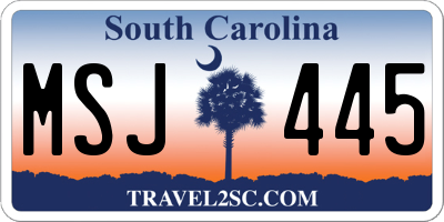 SC license plate MSJ445