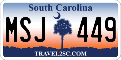 SC license plate MSJ449
