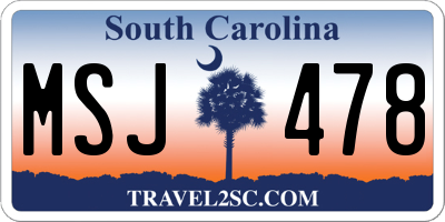 SC license plate MSJ478