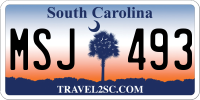 SC license plate MSJ493