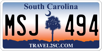 SC license plate MSJ494