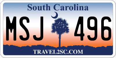 SC license plate MSJ496