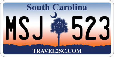 SC license plate MSJ523