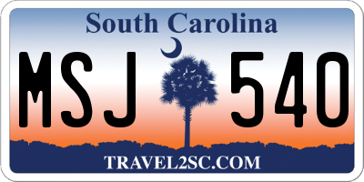 SC license plate MSJ540
