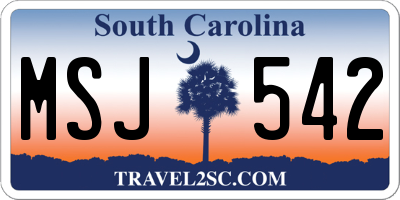 SC license plate MSJ542