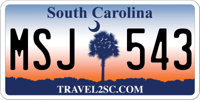 SC license plate MSJ543
