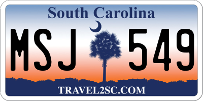 SC license plate MSJ549