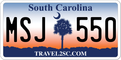 SC license plate MSJ550