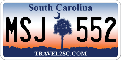 SC license plate MSJ552