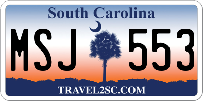 SC license plate MSJ553