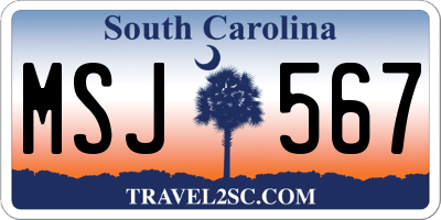 SC license plate MSJ567