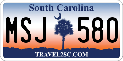 SC license plate MSJ580