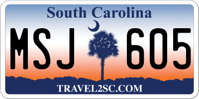 SC license plate MSJ605