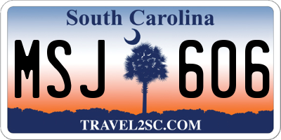 SC license plate MSJ606