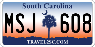 SC license plate MSJ608