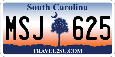 SC license plate MSJ625