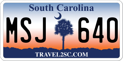 SC license plate MSJ640