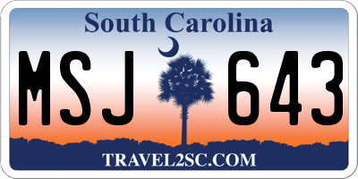 SC license plate MSJ643