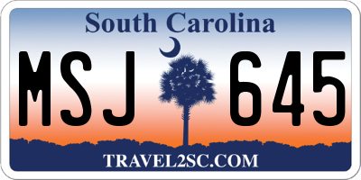 SC license plate MSJ645