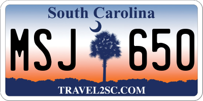 SC license plate MSJ650