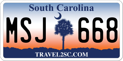 SC license plate MSJ668