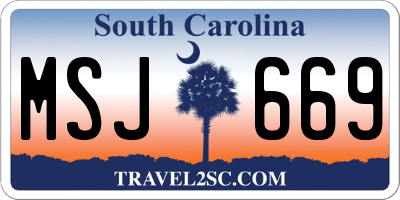 SC license plate MSJ669