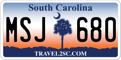 SC license plate MSJ680