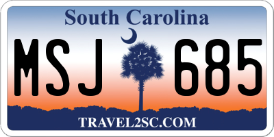 SC license plate MSJ685
