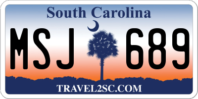 SC license plate MSJ689
