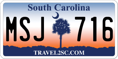 SC license plate MSJ716