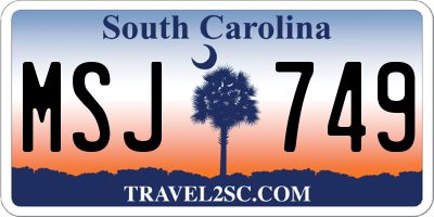 SC license plate MSJ749