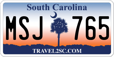 SC license plate MSJ765