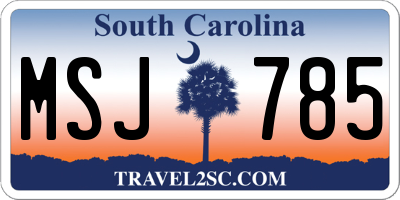 SC license plate MSJ785