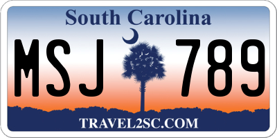 SC license plate MSJ789
