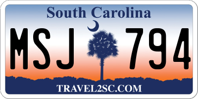 SC license plate MSJ794