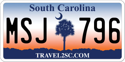 SC license plate MSJ796