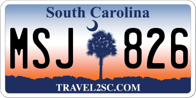 SC license plate MSJ826