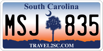 SC license plate MSJ835