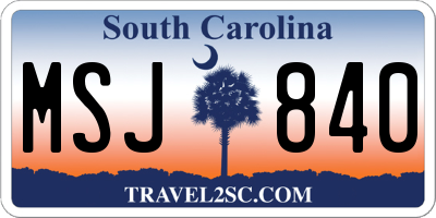 SC license plate MSJ840