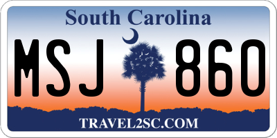 SC license plate MSJ860
