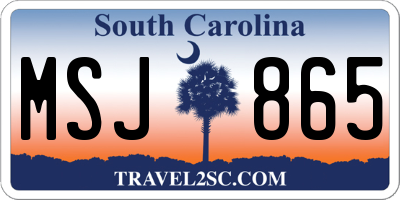 SC license plate MSJ865