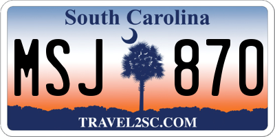 SC license plate MSJ870