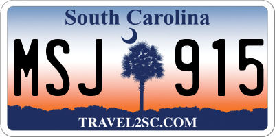 SC license plate MSJ915