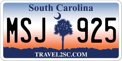 SC license plate MSJ925