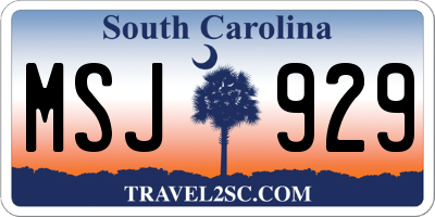 SC license plate MSJ929